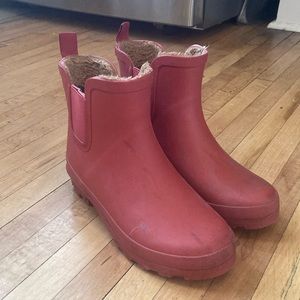 CHOOKA Short Red Fur Lined Rain Boots